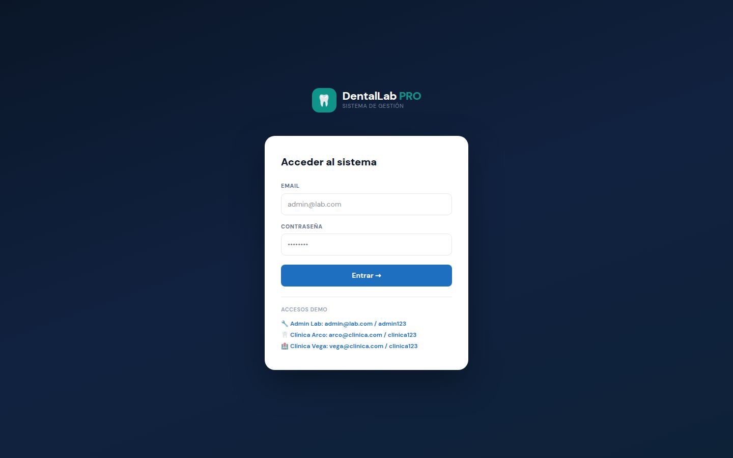 Portal privado para clínicas dentales